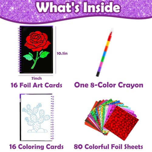 FUNNYB&G Foil Art Craft Kit for Kids, Sparkly Birthday Gift Toy for Girls - style: Plant