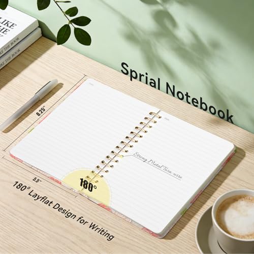 Lined Spiral Journal Notebook for Work A5, 160 Pages, Pink Flower - color: Pink Flower