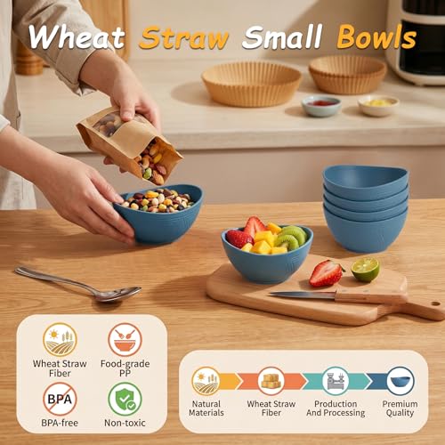 Snack Bowls Set of 6, Unbreakable Wheat Straw Bowls 10oz - Blue - color: Blue, size: 10 oz (6 PCS)