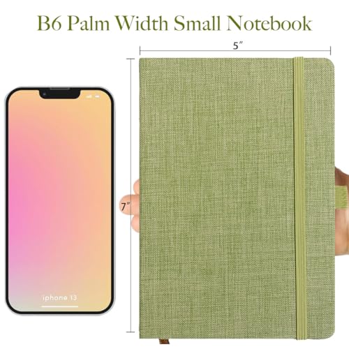 Linen Notebook, College Ruled, Hardcover, Lay Flat, B6, Small, 5x7, Thick, 100gsm, Green, Journal for Writing, Notebook for Work, Office - color: B6-Minimalism Green