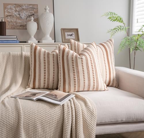 Cethom Brown Fall Rustic Boho Throw Pillow Covers 22x22 Inch Set of 2 - color: Brown, size: 22" x 22" (Pack of 2)