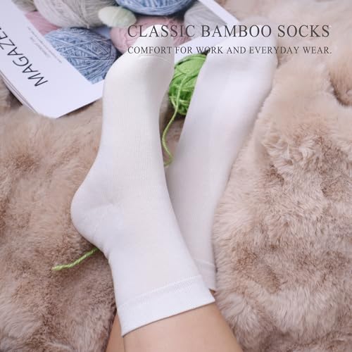 Women Thin Socks Rayon Bamboo Ankle Silky Quarter Anti Odor Casual Summer Socks 6 Pairs - color: White, size: 8-11
