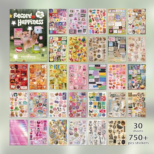Cute Sticker Book Y2K Vintage Grunge Kawaii Retro Matte Writable Decals - color: Cat