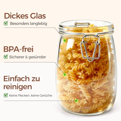 ComSaf Glass Jars with Airtight Lids 34oz 3 Pack Pantry Storage Coffee - size: 34oz*3