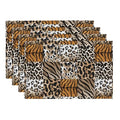 Animal Skin Placemats Rectangle Linen Table Placemet Set of 4 - color: Brown, size: Set of 4