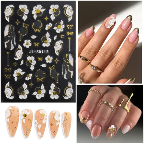 5D Flower Nail Stickers for Nail Art Nail Decals for Women - color: Colorful-06