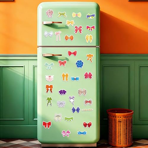 50PCS Colorful Coquette Bow Stickers, Cute Bow Tie Vinyl Decals, Waterproof Aesthetic Stickers for Adults Women Girls Water Bottle Laptop Scrapbook Phone Decor Party Favors Birthday Gifts - color: Bow