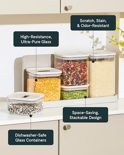 Caraway 2.5 qt Glass Airtight Food Storage Container with Lid - color: Sage, size: 2.5qt Container