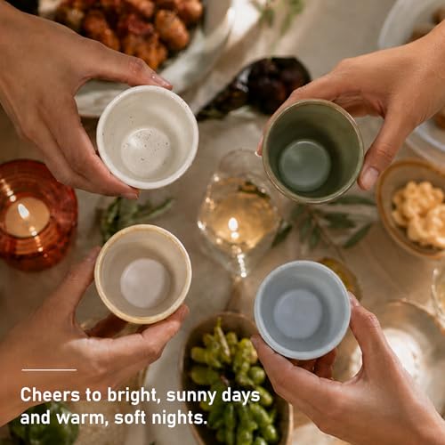 Jottings Retro Cute Handleless Japanese Tea Ceramic Cup 6.5 oz, Set of 4 - color: bridal shower/housewarming gift