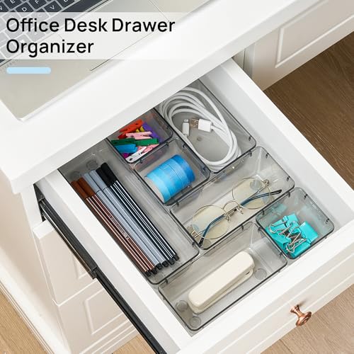 Vtopmart 25 Pack Plastic Drawer Organizers with Non-slip Rubber Pads - color: Transparent Black