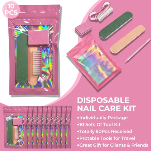 10 Sets Disposable Nail Care Set, Basics 5-in-1 Manicure Kit