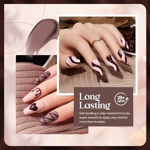 Beetles Brown Gel Polish Set, Caramel Cappuccino, 6 Colors Gel Polish Set - color: A - Creme | Brown | Caramel Cappuccino