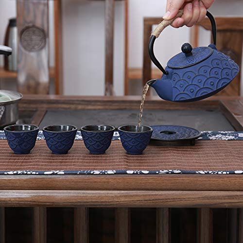 Japanese Style Cast Iron Teapot Set Tetsubin Kettle with Infuser - color: Fish Scale