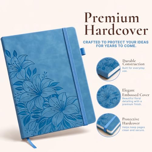 Lined Journal Notebook Hardcover Leather Bound 200 Pages A4 Blue Cute Diary - color: Blue, size: A4 200 Pages