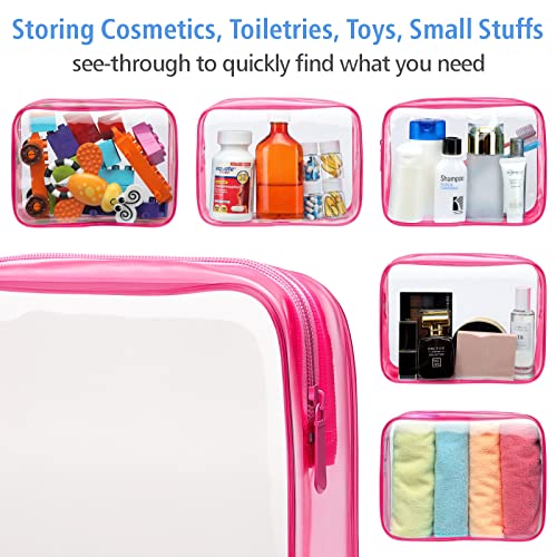 PACKISM Clear Makeup Bag for Travel - TSA Approved Toiletry Bag, 2 Rose Red - color: 2 Matte Rose Red, size: Mixed Size Series (1 Medium + 1 Large)