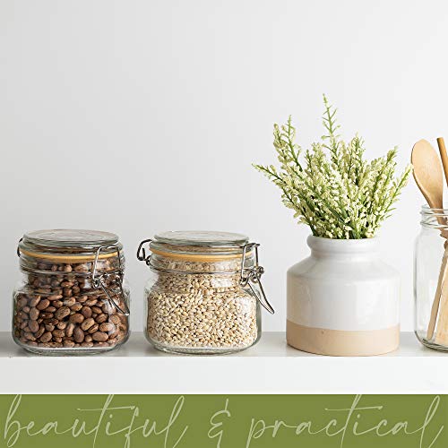 Glass Jars with Airtight Lids 16 oz [Set of 2] - size: 16 oz