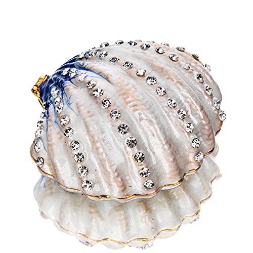 YU FENG 2.3 Inch Seashell Trinket Box Hinged Jewelry Box Figurine - color: Shell-1