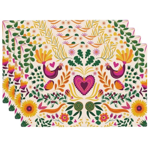 Mexico Cinco De Mayo Placemats Set of 4 12x18 Inch - color: Deep Magenta, size: Set of 4