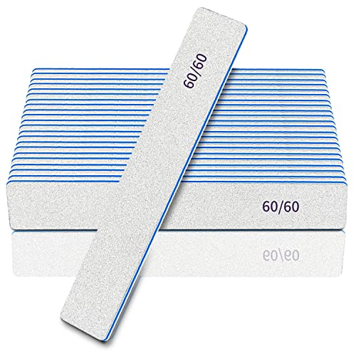 Nail Files-Nail File for Acrylic Nails 12pcs, 60/60 Grit Nail Files Emery Boards for Acrylic Nails, Jumbo File Washable Thick Professional Square Nail File Manicure Tools for Nail Tech - size: 60/60 grit