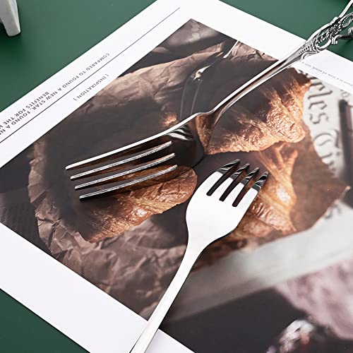 8.3 Inch Dinner Forks Set of 6, Stainless Steel Silverware Table Forks, Shiny Silver Metal Forks for Home Kitchen or Restaurant, Mirror Finish, Dishwasher Safe - size: Dinner Fork 6 Pieces