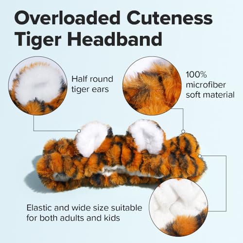 I DEW CARE Tiger Face Wash Headband, Animal Head Band, Soft & Fuzzy - color: 07 Tiger Headband