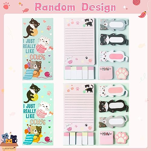 Xqumoi I Just Really Like Cat Sticky Notes Set, 550 Sheets, Cute Cat and Paw Shaped Self-Stick Notes Pads Animal Divider Tabs Bundle Writing Memo Pads Back to School Office Supplies Small Gift - color: 1pack-cat