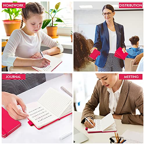 feela 6 Pack Pocket Small Notebooks Bulk, Mini Cute Memo Notepads Hardcover College Ruled Lined Journals with Pen Holder for Women Girls Office School, with 6 Black Pens, 3.5”x 5.5”, A6, Berry - color: A6 6 Berry