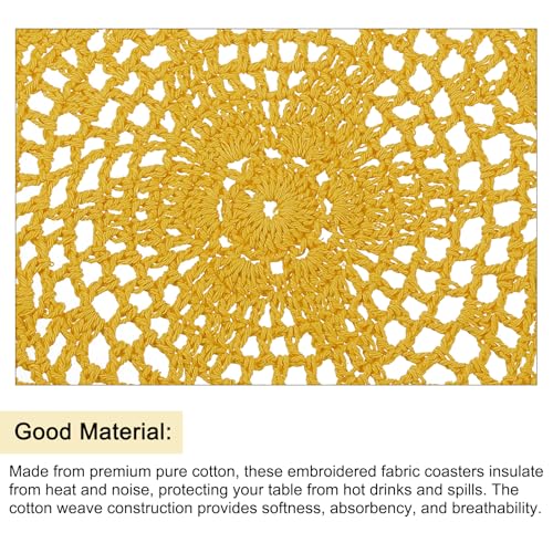 Crochet Doilies, 4Pcs 8 Inch - Handmade Crochet Cotton Coaster, Round Lace Placemats with Floral Patterns for Wedding Party Decoration (Ginger Yellow)