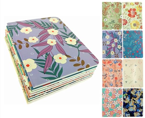ALIMITOPIA 8pcs Mini Notebook Portable Pocket Notebook Journal Steno Memo MiniDaily NotePad,3.5X5 inches,24 sheets,College Ruled Pages(Flower Pattern)