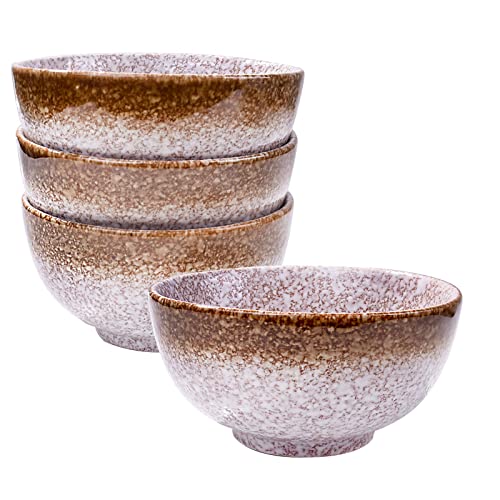 Japanese Rice Bowls Set of 4, Asian Rice Bowls, 4.5 Inch Sushi Bowls Cereal Bowls - color: Sesame Gold
