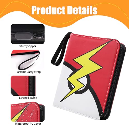 4 Pocket Trading Card Binder, Portable Card Collection for Standard Cards - color: B Red, size: 4-Pocket