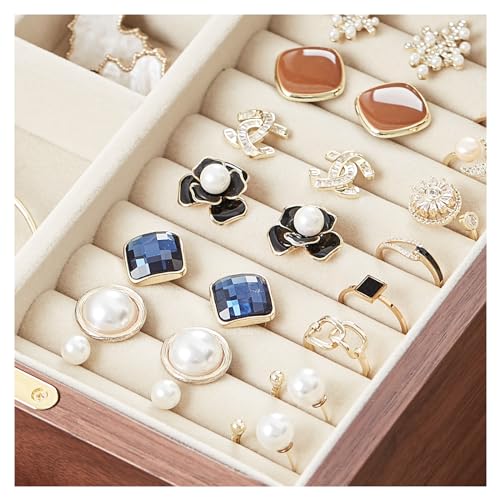 Black Walnut Wooden Women Jewelry Box with Glass Lid, 5 Layer - style: 5 Layer