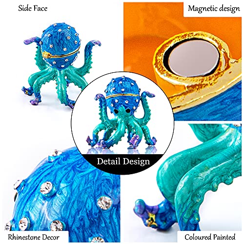 YU FENG Octopus Trinket Box Hinged Jewelry Organizer Sea Animal Figurine - color: Octopus