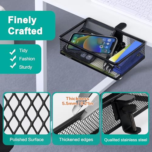 Under Desk Drawer, Clamp on Desk Organizer Under Table Hanging Desk Storage - style: Black - Small