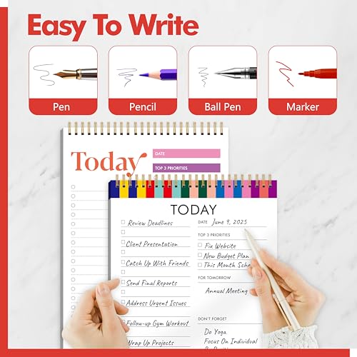 2 To Do List Notepads, Daily Planner Notebook with Tear-off Design, Undated Writing Organizer for Daily Tasks and Goal, Coiled Task Track Checklist Productivity Pad for Office, Classroom, Home, School - color: Colorful Stripes+colorful