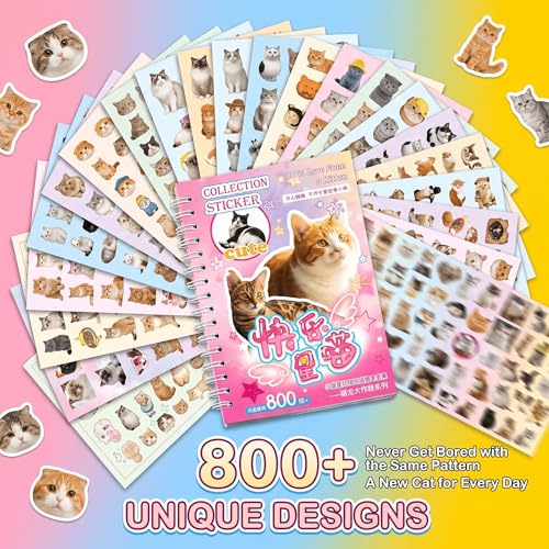 Pet Meme Sticker Book for Journaling & Scrapbooking, Cute Cat and Dog Paper Stickers for Junk Journal Supplies, Planner Decor, Collage, DIY Crafts, Phone Case, Water Bottle, Gift Wrap - color: Cat