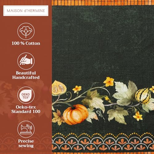 Maison d' Hermine Placemats Set of 4 Reusable 100% Cotton (13"x19") - color: 047 - Pumpkin Garden - Dark Green, size: 13" X 19" (Pack of 4)