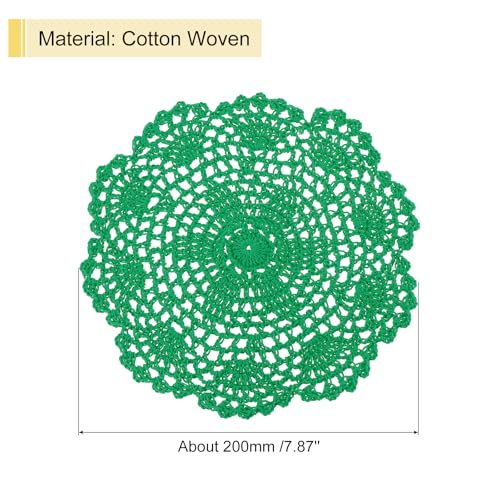 uxcell Crochet Doilies Round Lace Placemats 8" Christmas Green 8Pcs - color: Christmas Green