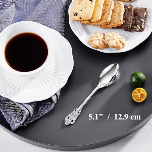 KEAWELL Luxurious 6-Piece 5.1-Inch Espresso Spoon Set (Silver) - color: Silver
