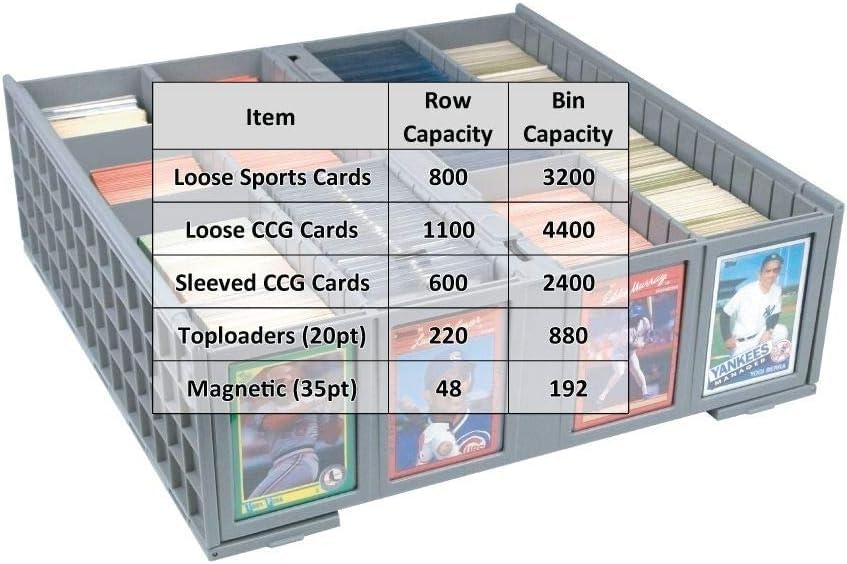 BCW Collectible Card Bin, Holds 3,200 Cards, Stackable, Grey, 2 Pack - style: 2 Pack