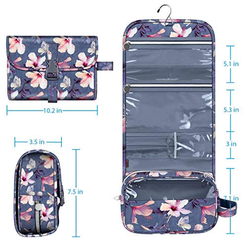 FINTIE Hanging Toiletry Bag Portable Travel Cosmetic Makeup Organizer - color: Blooming Hibiscus