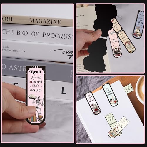 Gothic Skull Magnetic Bookmarks: 30 Pcs Skeleton Book Mark Clips, Funny Magnet Page Markers for Reading, Halloween Gifts for Women Teens Kids Students Book Lovers School Office Supplies - style: Gothic Skull