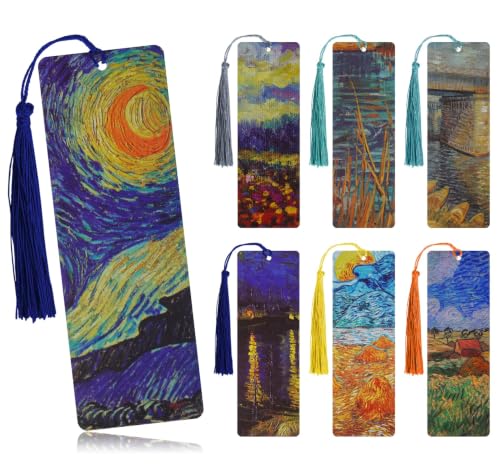 Bookmarks, 7 Pieces Oil Painting Bookmark with Tassel