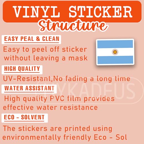 (3Pcs) Argentina Flag Stickers – Argentine National Flag Vinyl Decals, Waterproof Sticker for Laptop, Water Bottle, Scrapbook, Phone Case, Travel Gear, 3" x 2" - color: Argentina