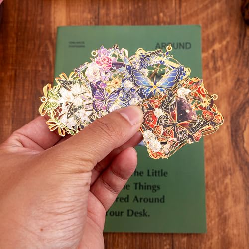 4 Pieces Metal Butterflies and Flowers Bookmark, Perfect for Women Readers (BKM-063-F4) - color: Flowers and Butterflies