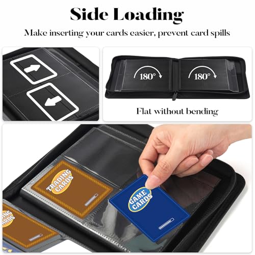 Fabmaker 4 Pocket Zip Card Binder, PU Trading Card Binder for 320 Cards - color: Black, size: 4 Pocket - 10.2" x 7.5"