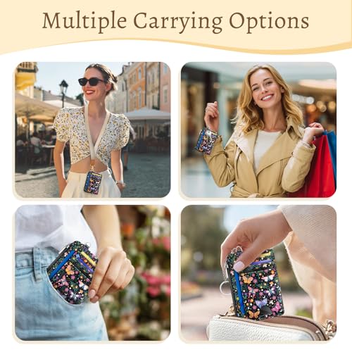 Kelvoris Credit Card Holder Small Wallet Women, Slim RFID, Butterflies - color: Butterfly