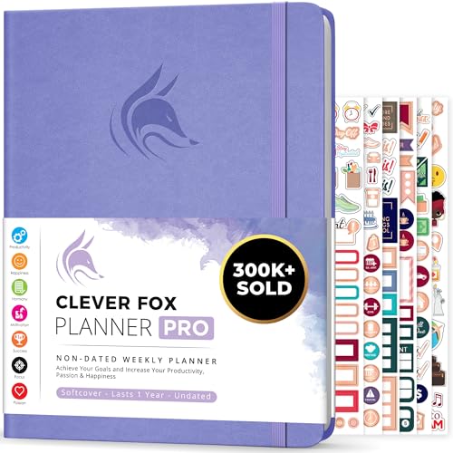 Clever Fox Planner PRO, Undated Weekly Planner, 8.5x11 Lavender - color: Lavender (Undated), size: A4 (8.5" x 11") Standard Version
