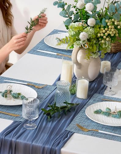 Leetaltree Deep Navy Woven Placemats Set of 8 - Heat Resistant Non-Slip Place mats for Dining Table, Washable Durable PVC Vinyl Woven Table Mats(Deep Navy, 8) - color: C1- Deep Navy, size: Set of 8