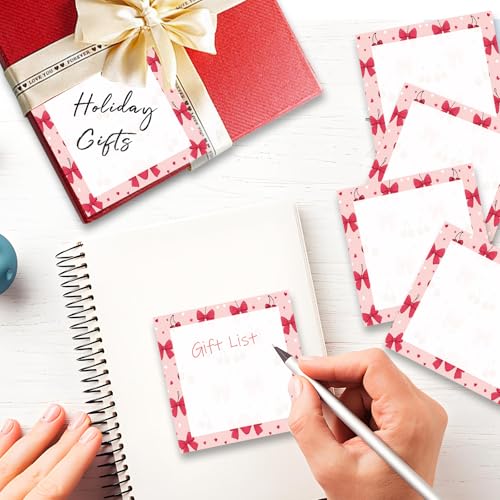 Sticky Notes 3x3 Inches, Cute Self-Stick Note Pads, Funny Memo Pads, Easy to Post Sticky Notes for Office, Home & Notebook Cute Pink Bow Cherry - color: Cute Pink Bow Cherry